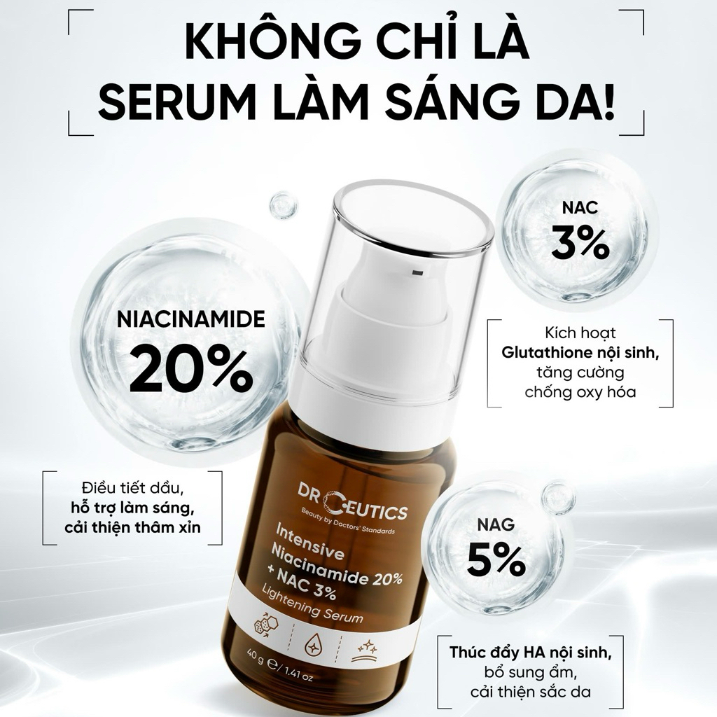 Serum Sáng Da Kiềm Dầu Se Khít Lỗ Chân Lông DrCeutics Intensive Niacinamide 20%
