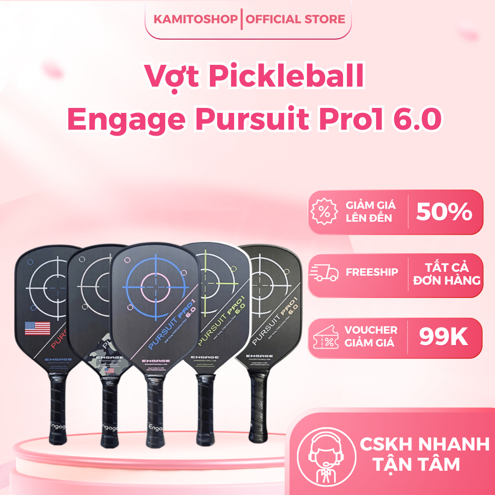 Vợt Pickleball Engage Pursuit Pro1 6.0 Chính Hãng – Carbon Cao Cấp, Kiểm Soát & Trợ Lực Tốt