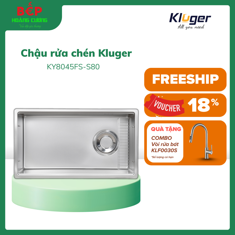 Chậu rửa bát Kluger TOYA Series KY8045FS – S80, Bề mặt LINEN dập nổi, Bảo hành 10 năm - CHB