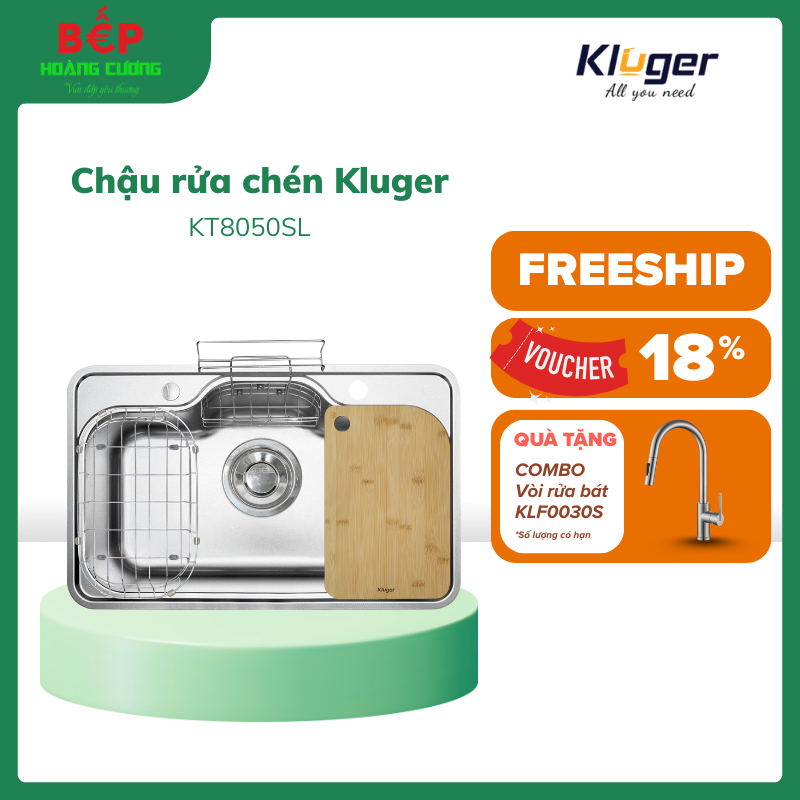 Chậu rửa bát Kluger TAKI Series KT8050SL Plus, Bề mặt SUPER LINEN dập nổi, Bảo hành 10 năm - CHB