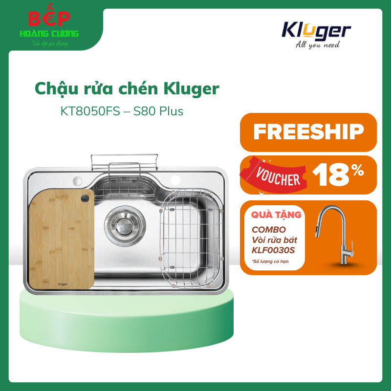 Chậu rửa bát Kluger TAKI Series KT8050FS – S80 Plus - Bề mặt LINEN - Hàng Chính Hãng