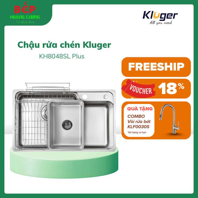 Chậu rửa bát Kluger HARU Series KH8048SL Plus, Bề mặt SUPER LINEN dập nổi, Bảo hành 10 năm - CHB