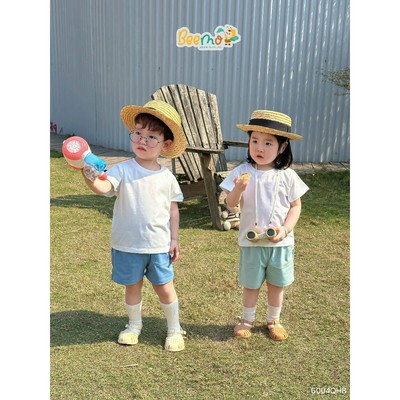 Quần short trơn Beemo dáng basic vải thun co giãn cho bé trai mặc đi học từ 9-30kg 6004QHB
