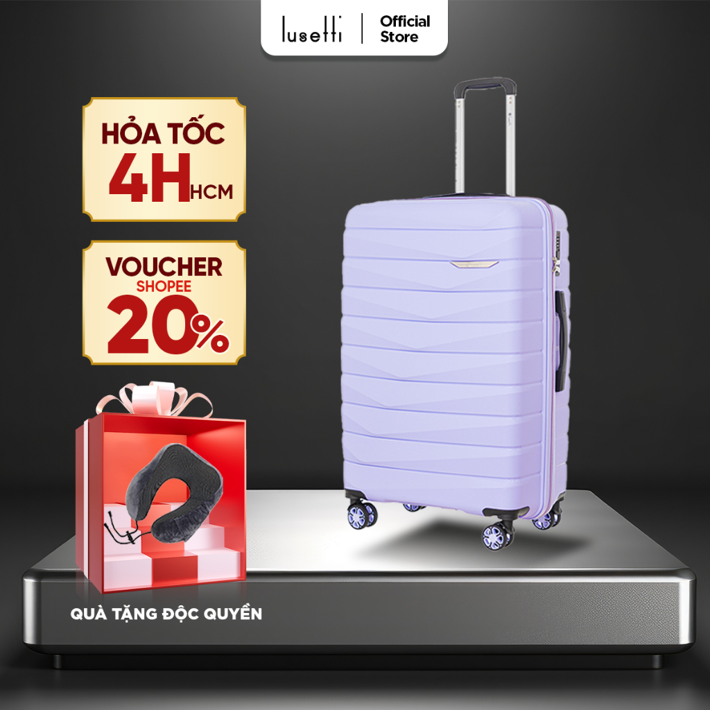 Vali Kéo Lusetti MP027 S20/S24/S28 Nhựa PP Chống Bể Vỡ - Khóa Số Âm Bảo Mật An Toàn