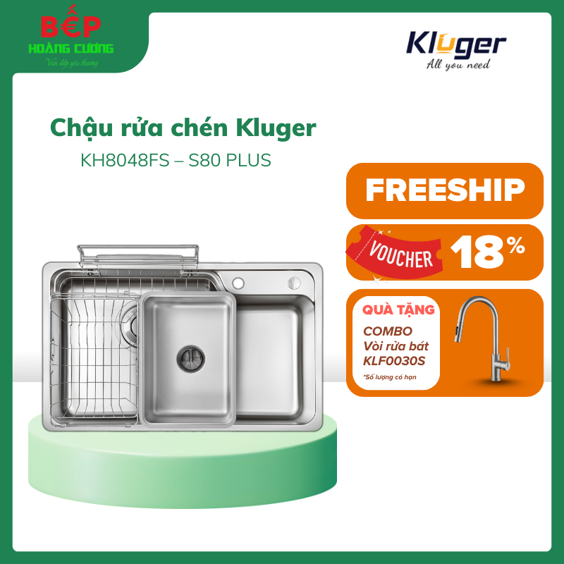 Chậu rửa bát Kluger HARU Series KH8048FS - S80, Bề mặt LINEN dập nổi, Bảo hành 10 năm - CHB