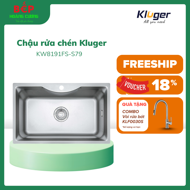 Chậu rửa bát Kluger K900 Series KW8191FS – S79, Bề mặt LINEN dập nổi, Bảo hành 10 năm - CHB