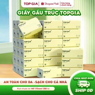 Giấy ăn gấu trúc Top Gia Khăn giấy rút bột tre giấy nâu tiện lợi, mềm min, an toàn