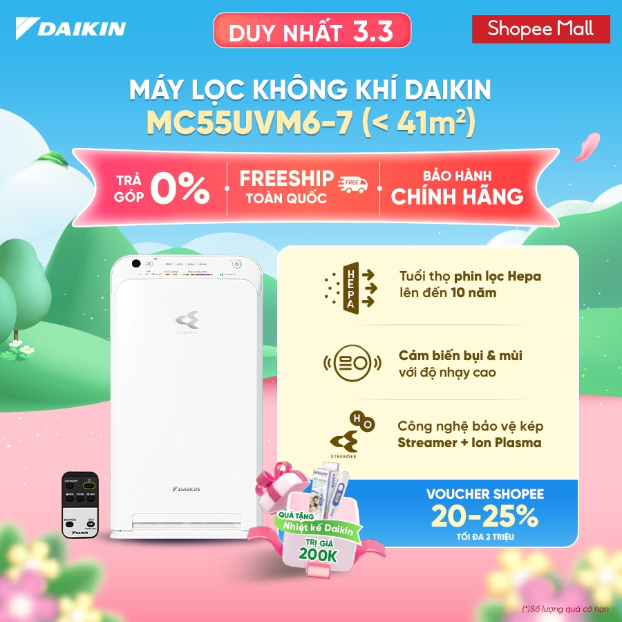 [LIVESTREAM] Máy Lọc không khí Daikin MC55UVM6-7 - Diện tích sử dụng 41m2