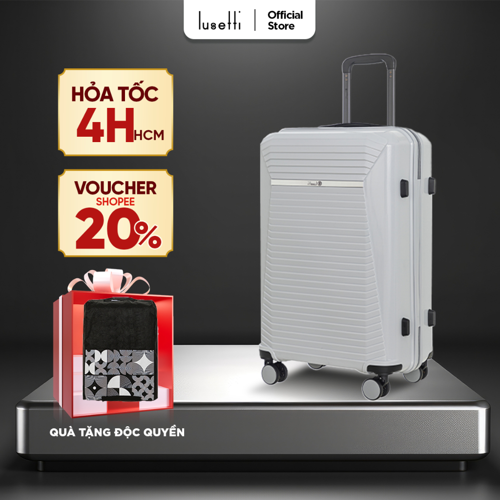 [ĐỘC QUYỀN] Vali Chống Bể Lusetti LS060PP Size 20/ Size 24/ Size 28 Nhựa PP Chống Bể Vỡ, Khóa Số Âm Thông Minh