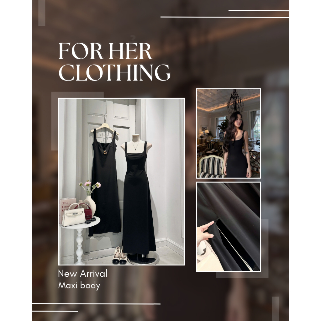 Đầm maxi FOR HER CLOTHING màu đen