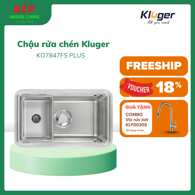 Kluger KO7847FS Plus – Chậu rửa bát Inox 304 – Bề mặt Linen chống xước – Lắp âm/dương linh hoạt