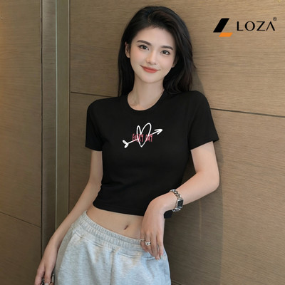 Áo croptop nữ NA02 in hình nhỏ xinh chất liệu thun cotton Loza G0446