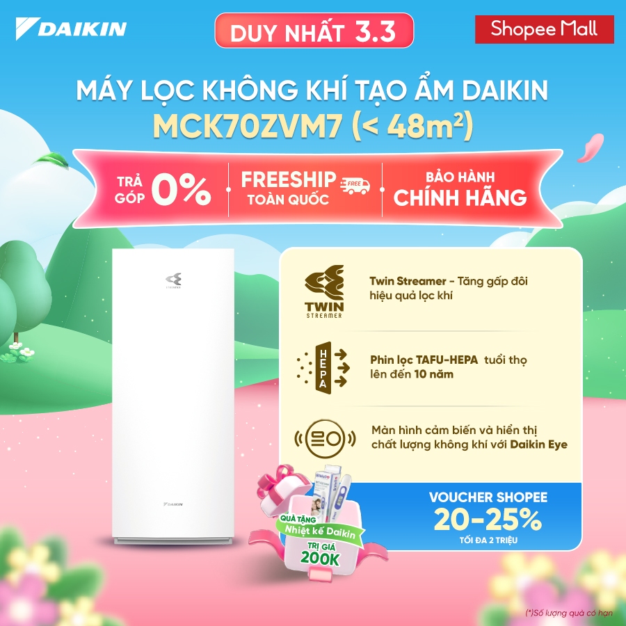 [LIVESTREAM] - Máy lọc không khí Daikin tạo ẩm cao cấp MCK70ZVM7