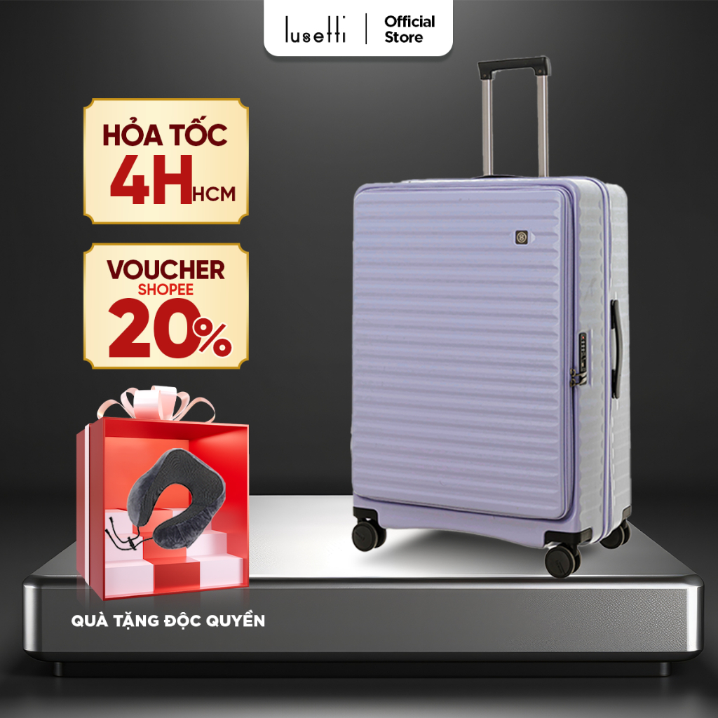 Vali Du Lịch Lusetti MF001 S20/S25/S29 Nhựa PC Chịu Va Đập Tốt, Khóa TSA Chuẩn An Ninh Quốc Tế