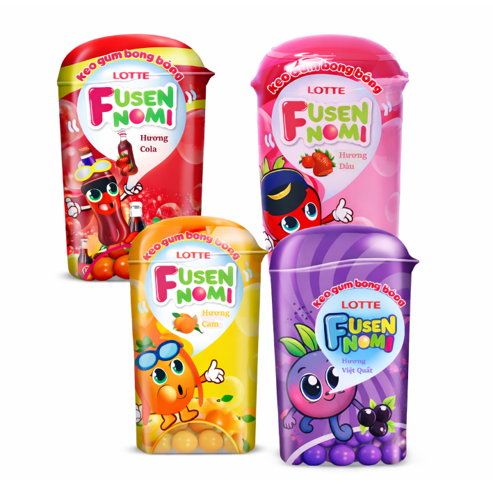 [Shop Mix Màu Ngẫu Nhiên] Kẹo Gum Bong Bóng Lotte Fusen Nomi Hương Hỗn Hợp (Lốc 25 hủ)