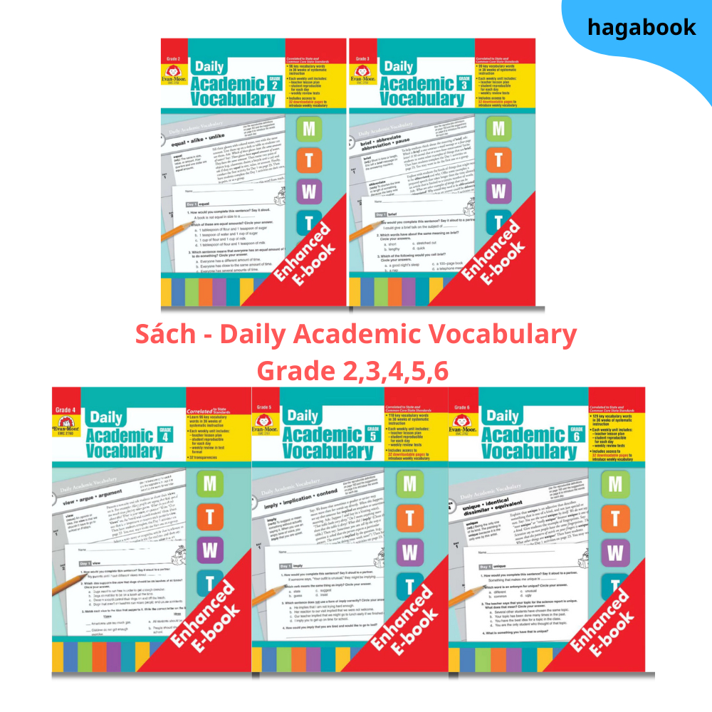 Sách - Daily Academic Vocabulary Grade 3,4,5,6 - bản in laser đen trắng