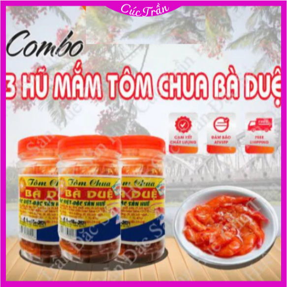 Combo 3 hủ mắm tôm chua bà Duệ 400g/hủ - Mắm tôm chua thơm ngon chuẩn vị Huế, tôm chua đặc biệt hấp 