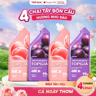 Combo 4 chai 500ml nước tẩy bồn cầu TOPGIA hương thơm dịu nhẹ, khử mùi hôi phù hợp với nhiều bề mặt