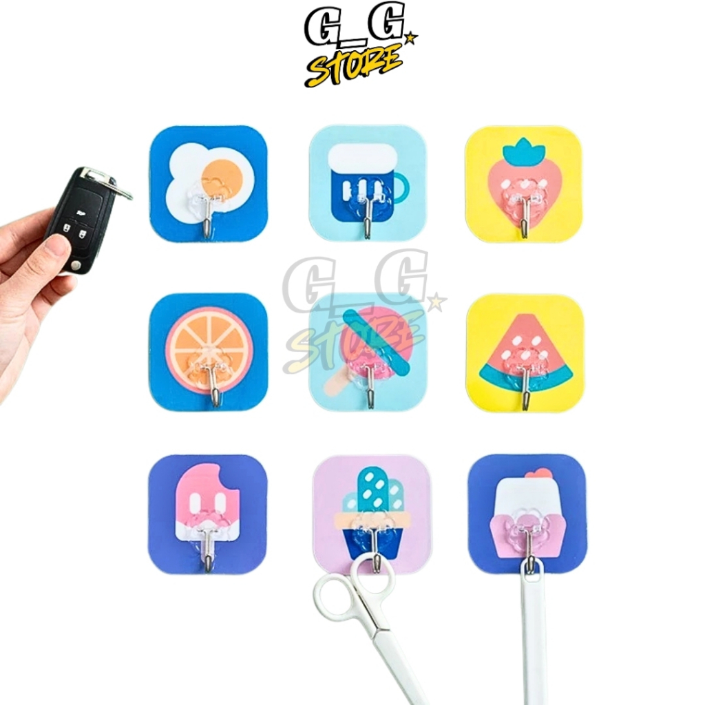 Sét 10 Móc Dán Tường Siêu Dính Dễ Thương, Móc Dính Treo Chìa Khóa, Đồ Nhẹ - GGStore