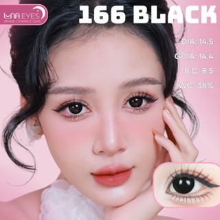 [6 tháng] Lens mắt 166 Black màu đen đậm giãn tròng baby to tròn, size lớn, thương hiệu LUNA EYES