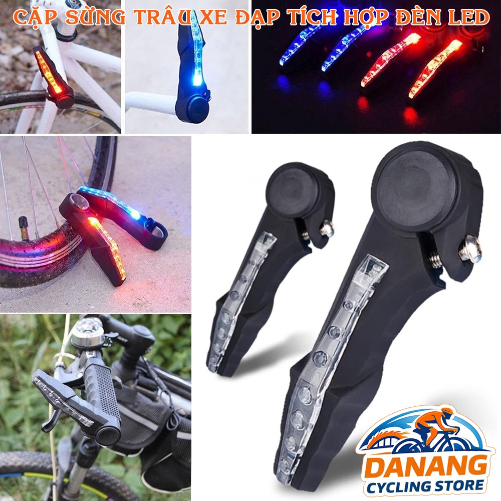 Cặp Sừng Trâu Xe Đạp Tích Hợp Đèn LED – Hợp Kim Nhôm – Gắn Ghi Đông 22.2mm