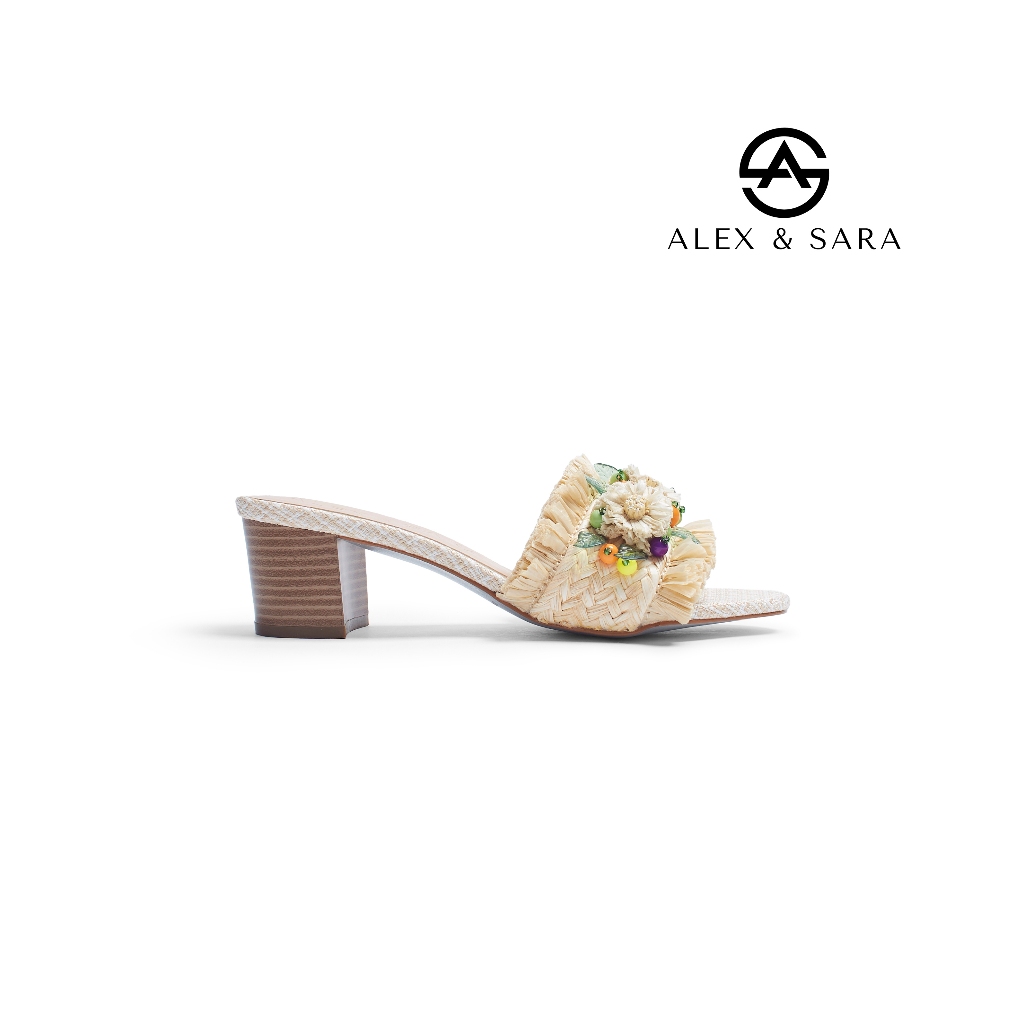 LT154 - Guốc Nữ Quai Hoa Alex Sara Nổi Phong Cách Boho