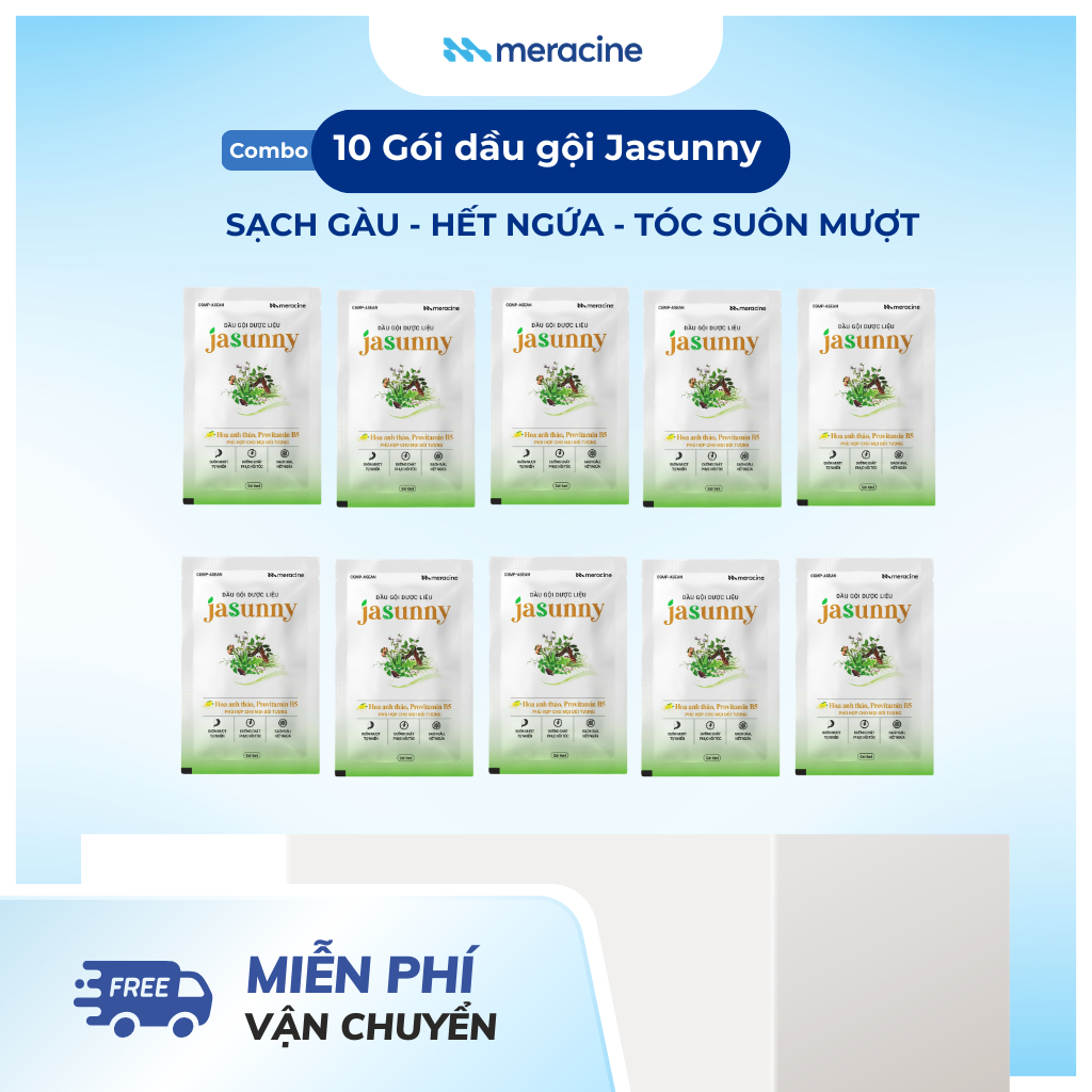 Combo 10 Gói Dầu Gội JASUNNY Chiết Xuất 13 Thảo Dược Thiên Nhiên Giúp Dưỡng Tóc Và Phục Hồi Hư Tổn -