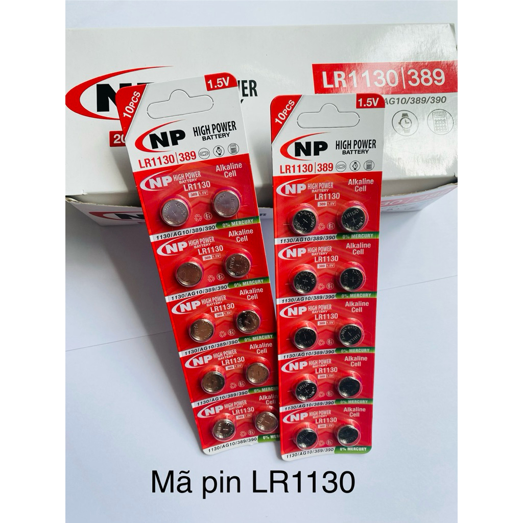 Vỉ 10 Viên pin cúc áo 1,5V mã LR1130 hãng NP Battery 1130 chuyên sử dụng thay thế cho đồng hồ, máy t