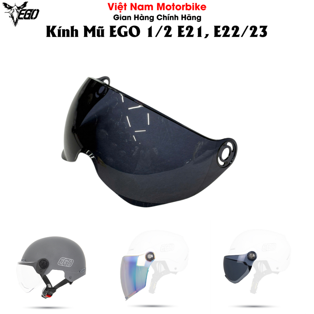 Kính Thay Thế Tổng Hợp Của Nhiều Dòng Mũ Bảo Hiểm 1/2 EGO E21, E22/E23  - Tiện Lợi, Dễ Dàng