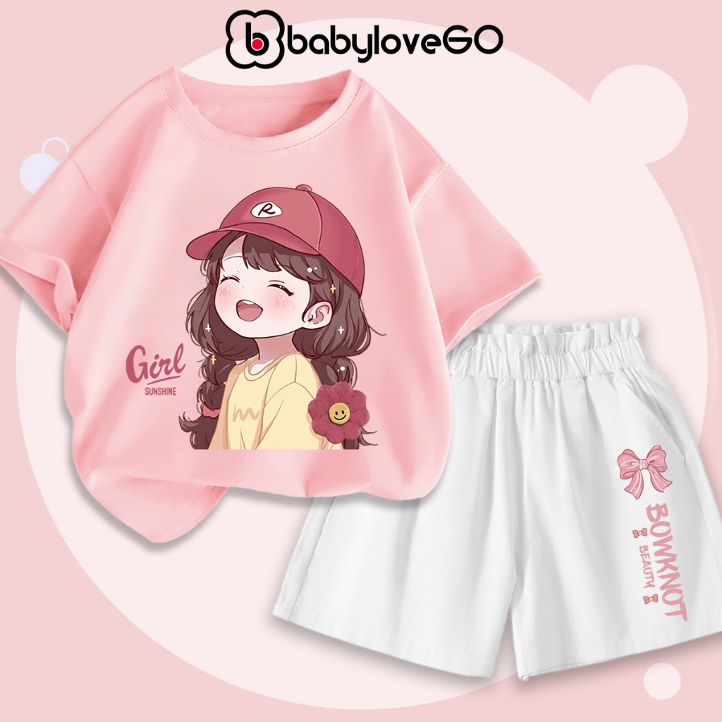 Đồ bộ mùa hè cho bé gái BabyloveGO set đồ quần áo cực xinh cho bé gái
