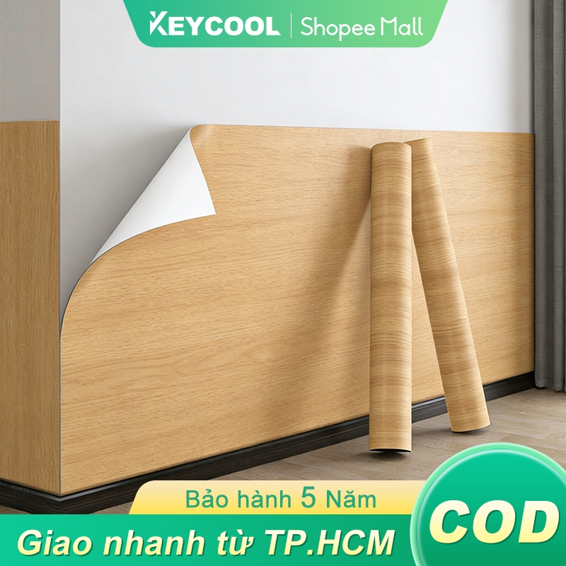 Keycool Giấy dán tường vân gỗ, PVC, dán được trên tường, tủ, bàn, khổ 10m