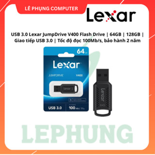 USB 3.0 Lexar JumpDrive V400 Flash Drive | 64GB | 128GB | Giao tiếp USB 3.0 | Tốc độ đọc 100Mb/s, bảo hành 2 năm