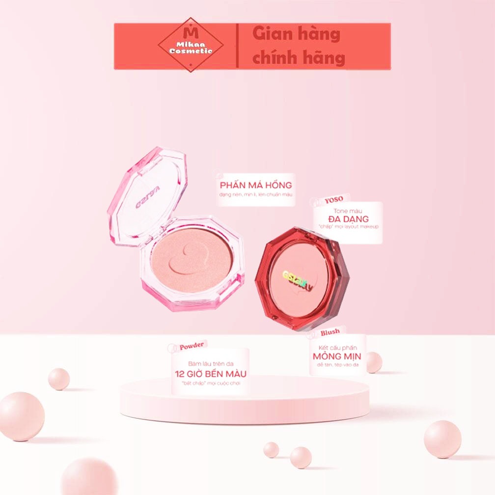 Phấn Má Hồng Thuần Chay Dạng Nén GSLAY YOSO Blush Powder mịn lì, lên chuẩn màu (5g)