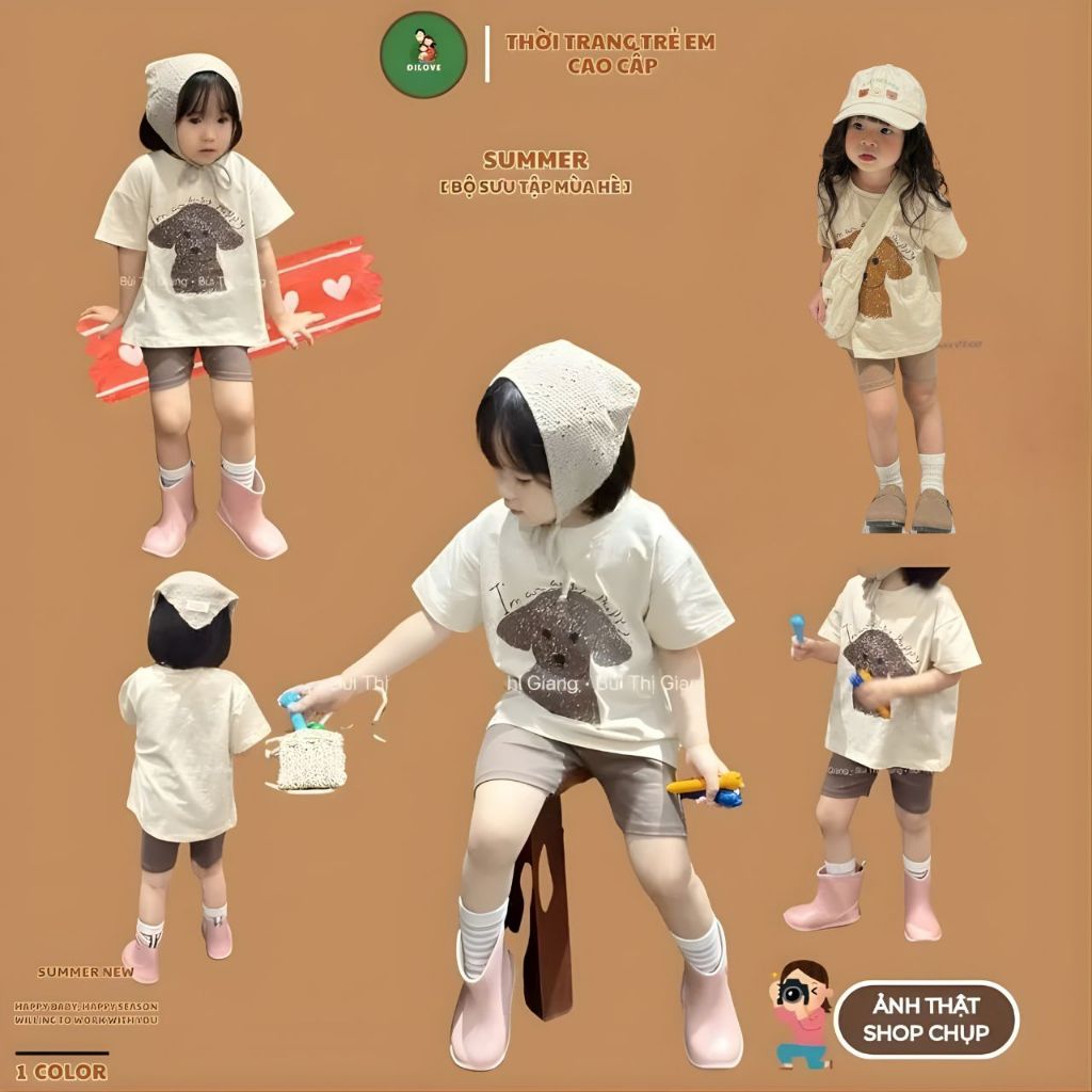 Bộ Đồ Bé Gái DILOVE Phong Cách Hàn Quốc Chất Liệu Cotton Co Giãn Thoáng Mát Quần Áo Cho Bé - Mã N1 -