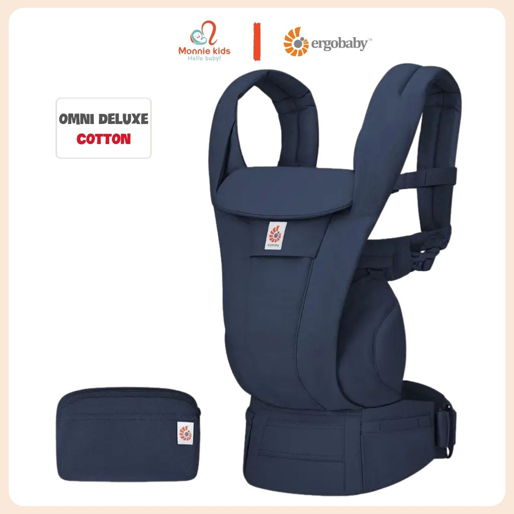 Địu trợ lực Ergobaby Omni Deluxe Cotton 4 tư thế cho bé sơ sinh thoáng mát an toàn - Monnie Kids
