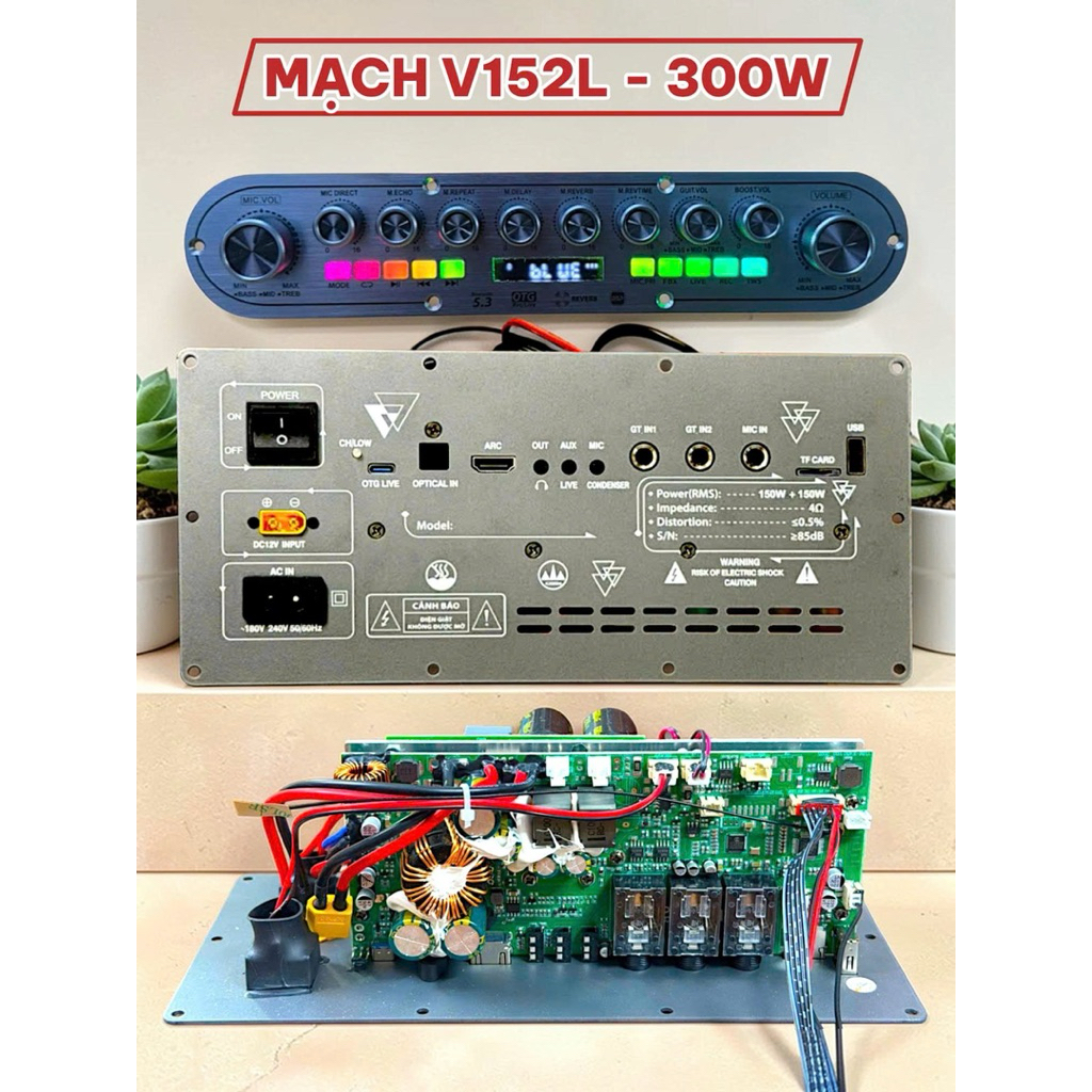 MẠCH LOA KÉO V152L - MẠCH LOA STEREO 150w x 2 ECHO EVERB