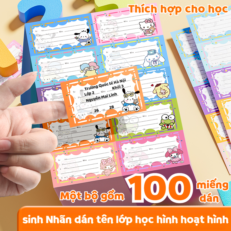 MUYUAN 100 nhãn tên, nhãn dán cho học sinh, có keo tự dính, nhiều mẫu mã