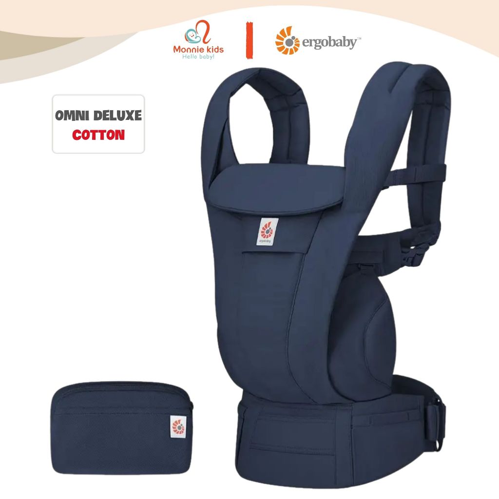 Địu trợ lực Ergobaby Omni Deluxe Cotton 4 tư thế cho bé sơ sinh thoáng mát an toàn - Monnie Kids