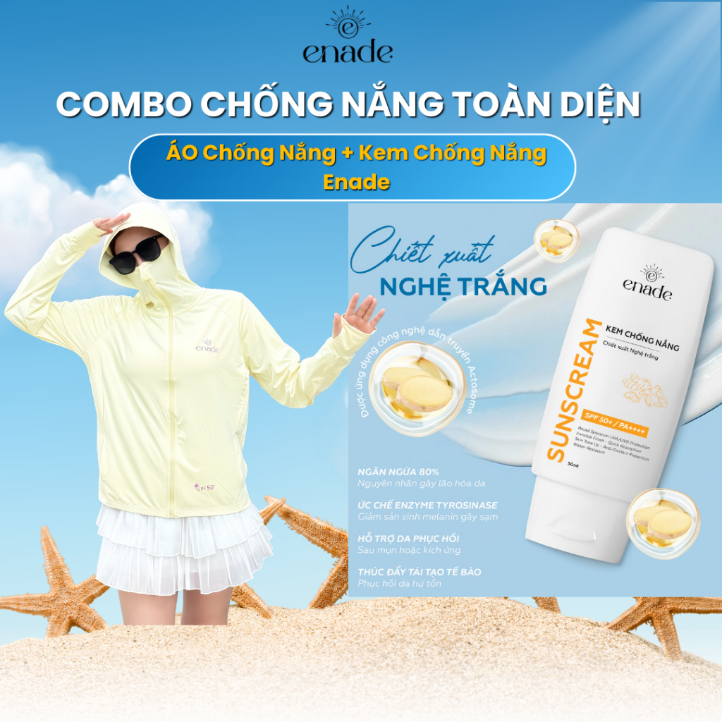 (COMBO Chống Nắng Toàn Diện) Áo Chống Nắng Su Lạnh + Kem Chống Nắng Enade