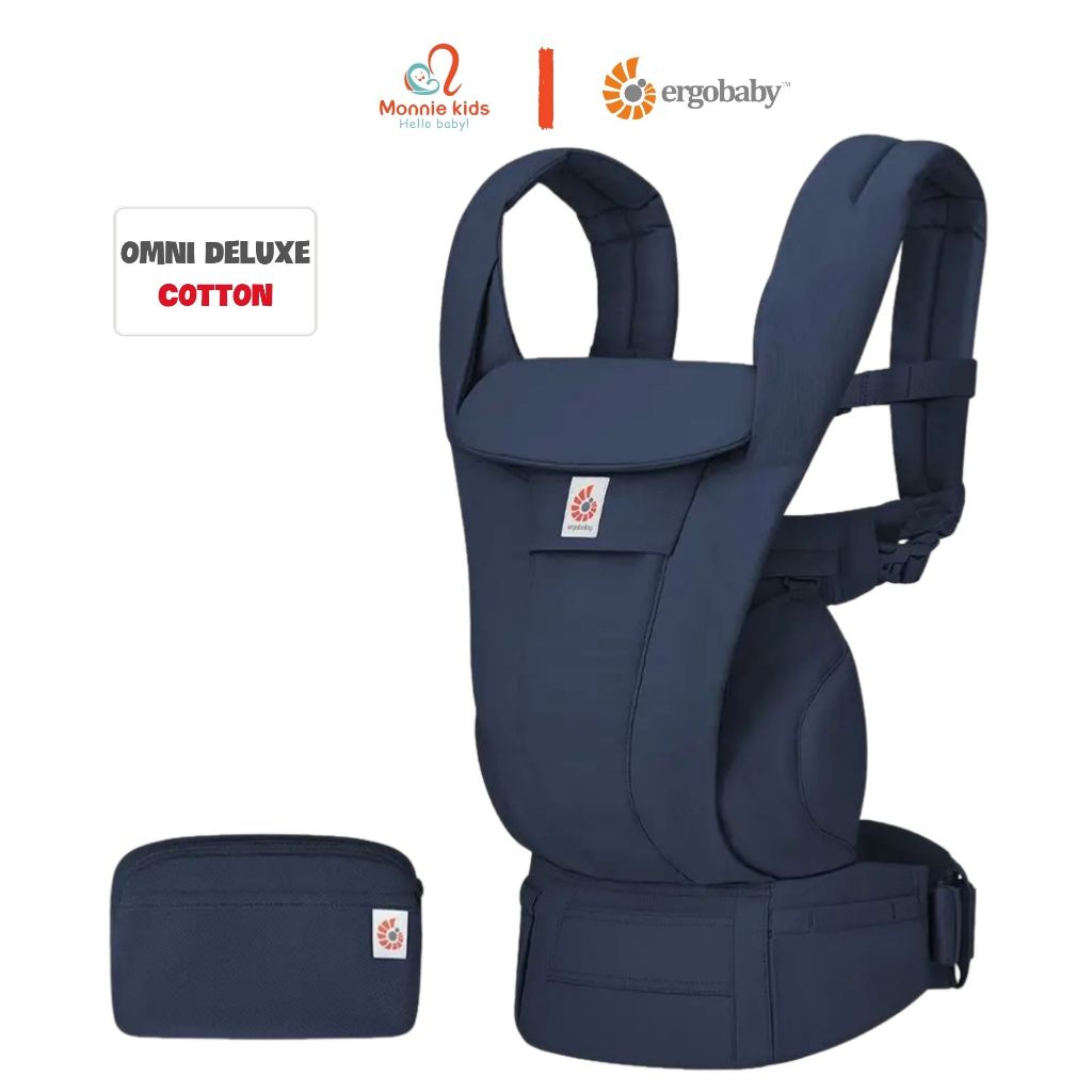 Địu trợ lực Ergobaby Omni Deluxe Cotton 4 tư thế cho bé sơ sinh thoáng mát an toàn - Monnie Kids