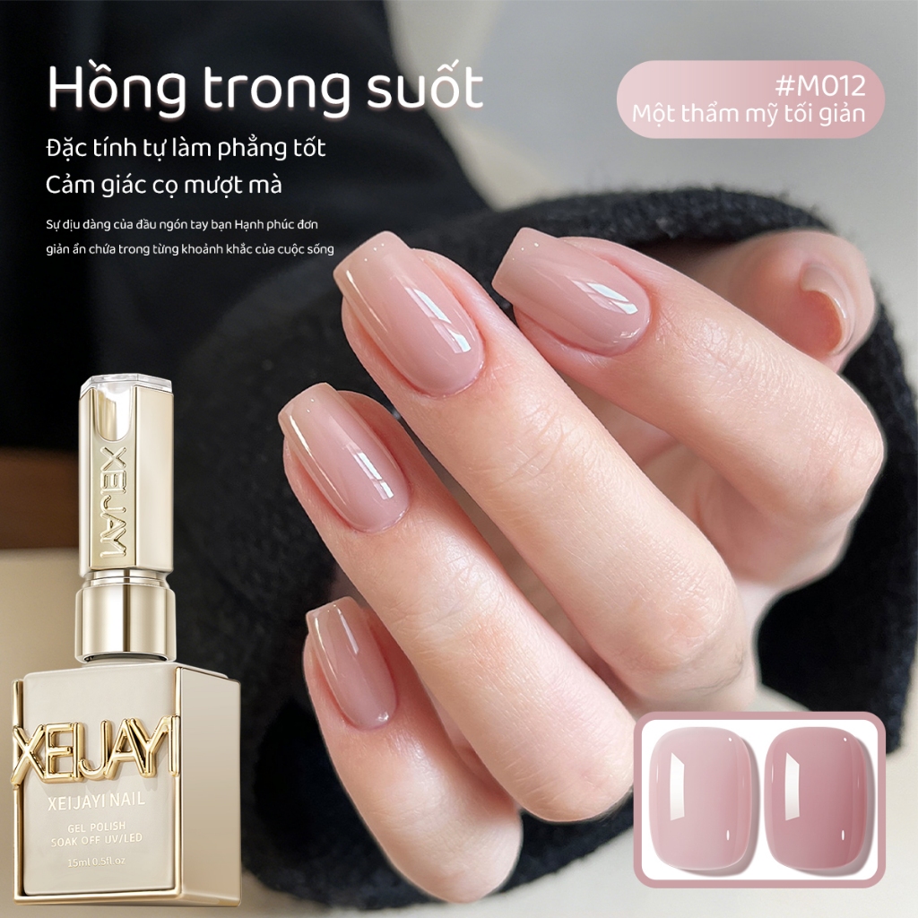 XEIJAYI 15ml - Sơn móng tay dạng gel màu hồng nude độ bão hòa thấp mới, phù hợp cho salon và sử dụng hàng ngày.