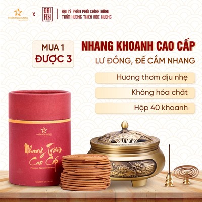 Combo nhang khoanh trầm hương cao cấp Thiên Mộc Hương loại 16 năm xông thơm nhà, đón tài lộc
