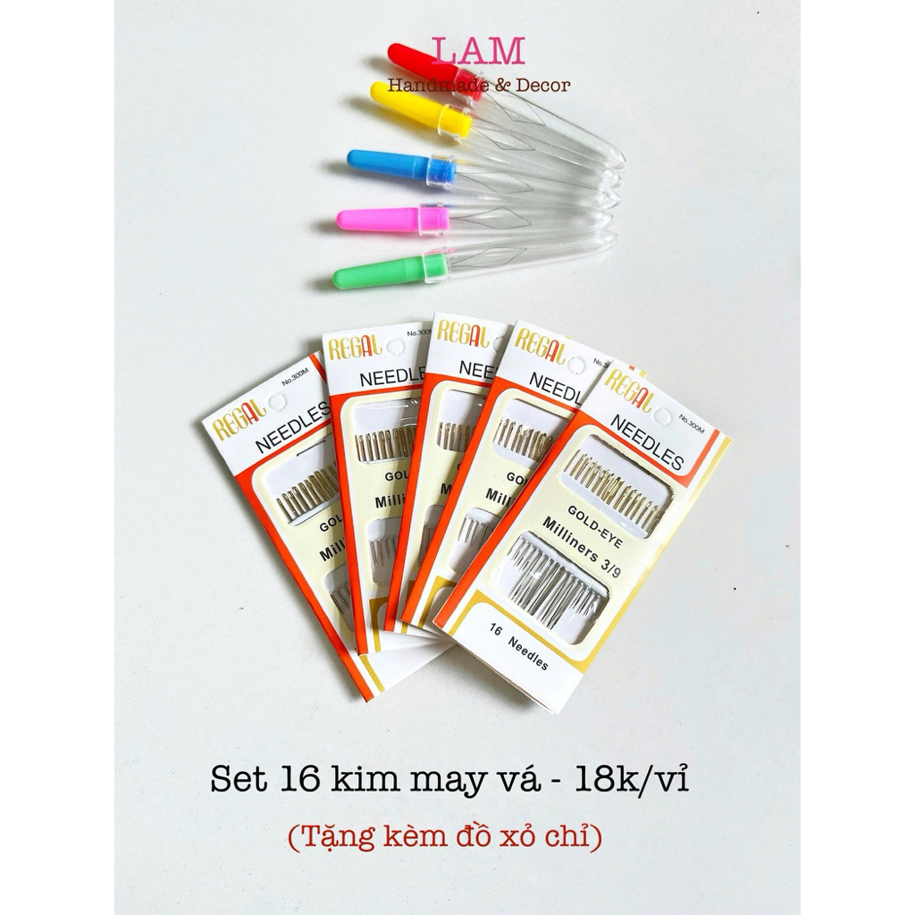 Vỉ 16 kim may vá (Tặng đồ xỏ chỉ)