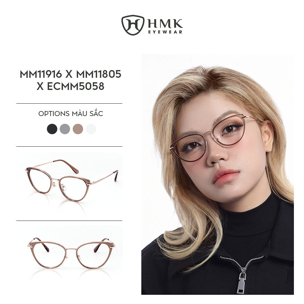 Kính Mắt Mèo Trendy HMK Eyewear Kim Loại Form To Thời Trang - MM11916 x MM11805 x ECMM5058 | BigBuy360 - bigbuy360.vn