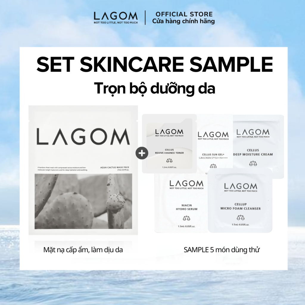 [Quà Tặng Không Bán] Trọn Bộ Các Bước Skincare Sample 5 món dùng thử và 1 Miếng Mặt Nạ Giấy Cấp ẩm