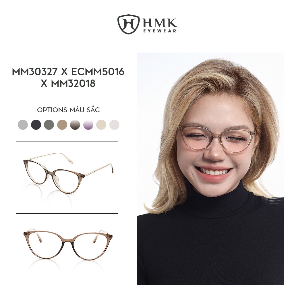 Kính Mắt Mèo Nâu HMK Eyewear Nhựa Nhiều Màu Thời Trang Nữ Lắp Được Cận -MM30327 x ECMM5016 x MM32018 | BigBuy360 - bigbuy360.vn
