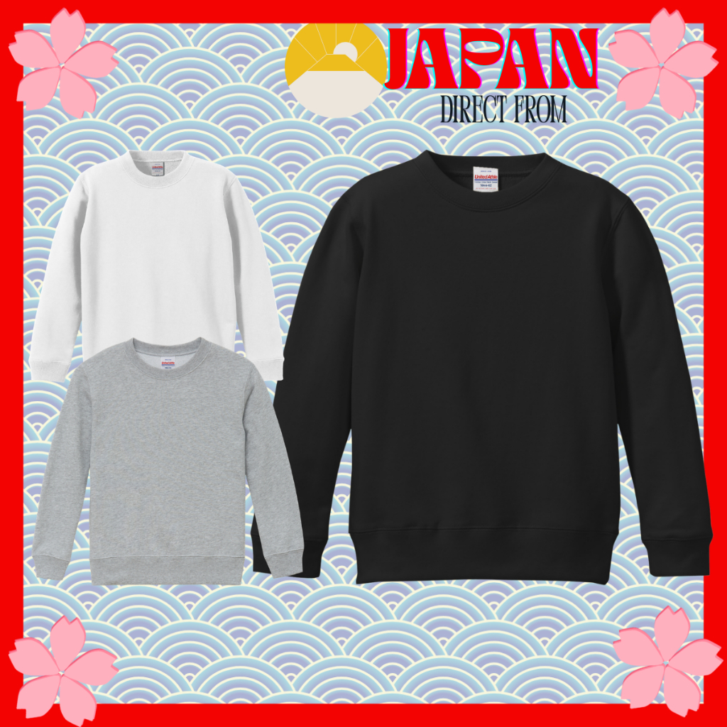 【Direct from Japan】United Athle 10.0oz Kids Crewneck Sweatshirt – 100% Cotton Fleece, Double Stitche