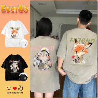 Áo thun cặp 2026 chất liệu cotton mềm mại,thiết kế hình cáo và thỏ,trang phục đi chơi/hẹn hò,phù hợp làm quà Valentine.