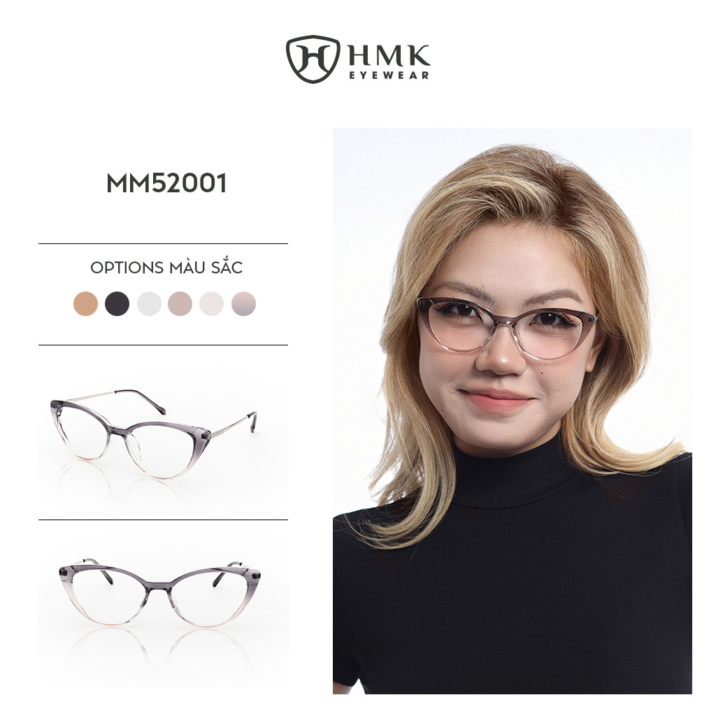 Gọng Kính Mắt Mèo HMK Eyewear Nhựa Kim Loại Cá Tính Thời Trang Nam Nữ - MM52001