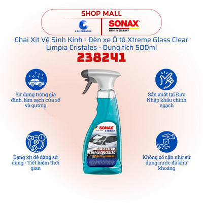 Chai xịt vệ sinh kính ô tô Sonax 238241 Xtreme Glass Clear - 500ml - Nhập khẩu Đức - Chính hãng